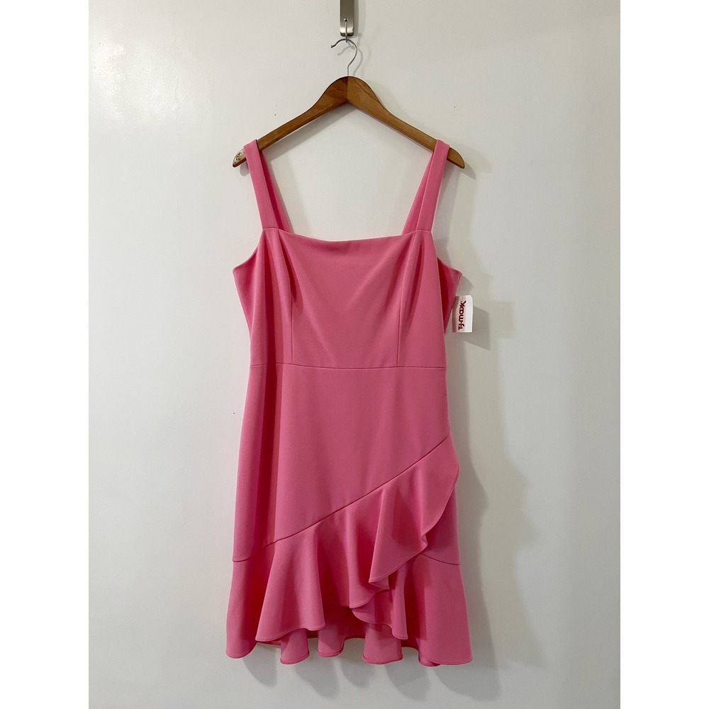 Sage Collective Pink Dress Ruffle Mini Square Neck Sleeveless Party